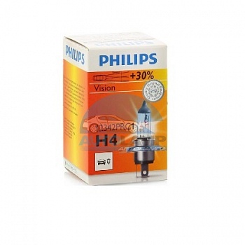 Автолампа PHILIPS H4 12V 60/55W +30% P43t (12342PR) Автолампа PHILIPS H4 12V 60/55W +30% P43t (12342PR)