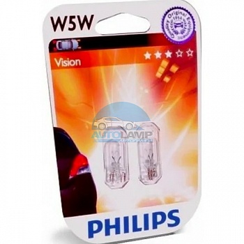 Автолампа PHILIPS W5w 12V 5W б/ц (12961B2), на блистере 2-шт Автолампа PHILIPS W5w 12V 5W б/ц (12961B2), на блистере 2-шт